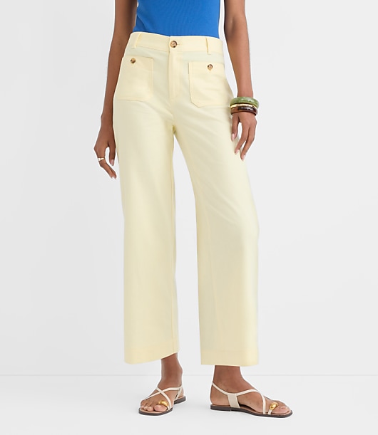 Palmer Wide Leg Crop Pants in Cotton Linen