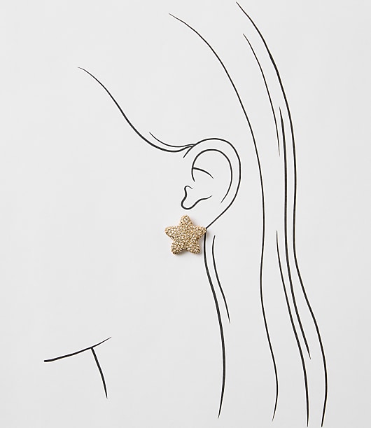 Sparkle Puffy Star Stud Earrings
