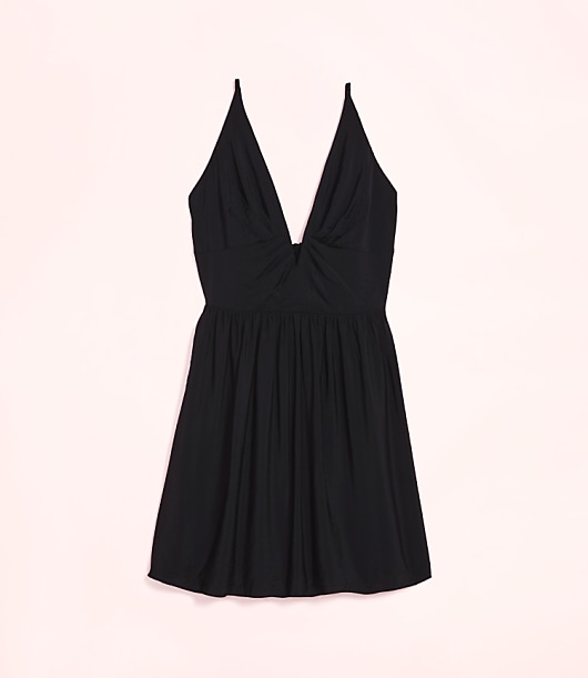 Lately V-Neck Flare Mini Dress - Black