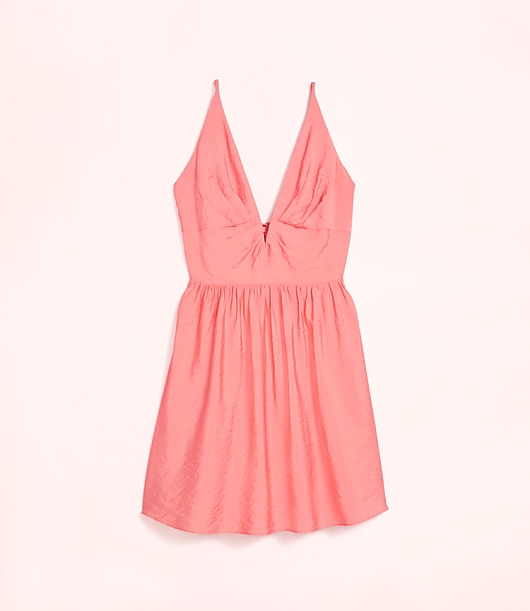 Lately V-Neck Flare Mini Dress - Tangerine Glow