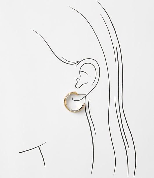 Crossover Mixed Metal Hoop Earrings