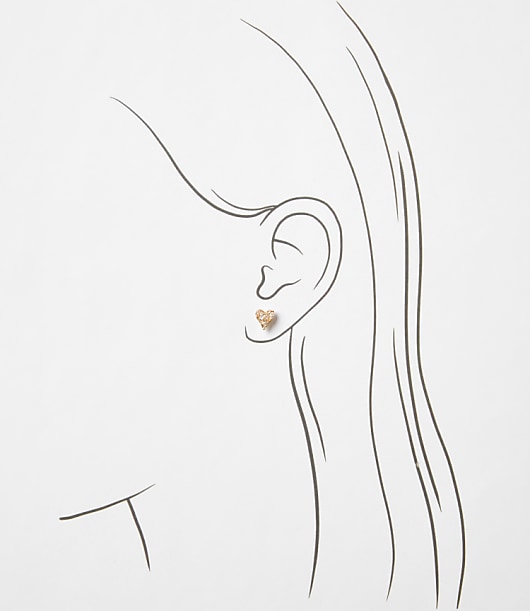 Pave Heart Stud Earring Set