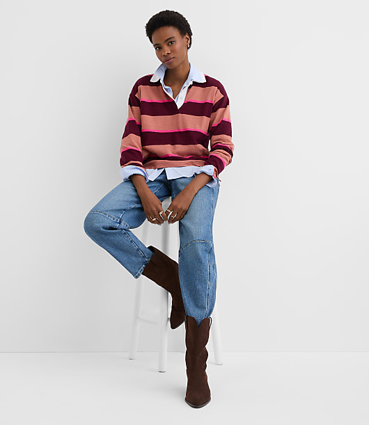 Rugby Stripe Polo Top