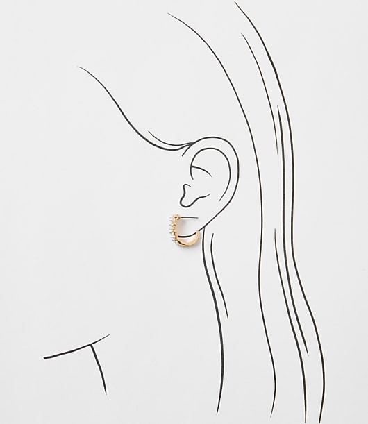 Pearlized Sparkle Huggie Hoop Earrings