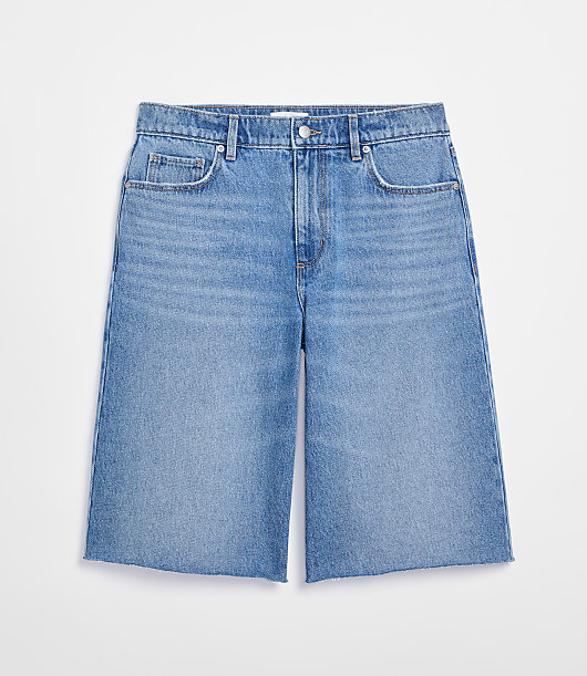 Rivete Curvy High Rise Denim Bermuda Shorts in Vintage Mid Wash