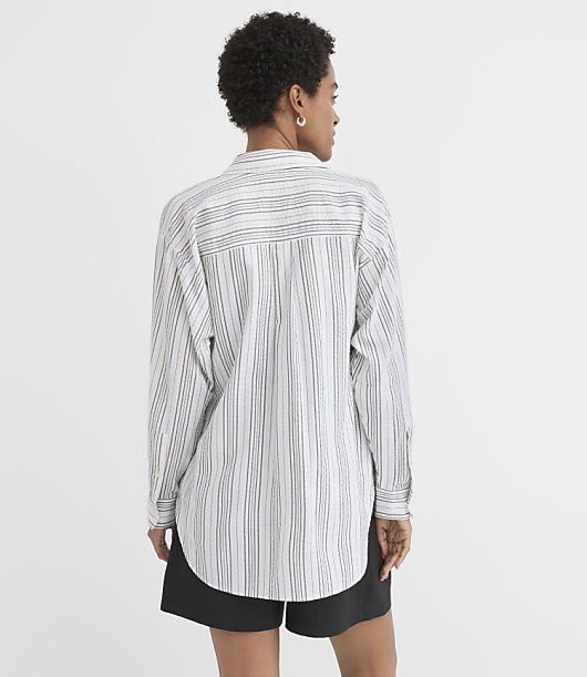 Petite Striped Everyday Oversized Pocket Shirt