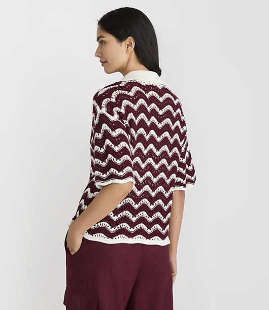 Lou & Grey Zig Zag Oversized Polo Sweater