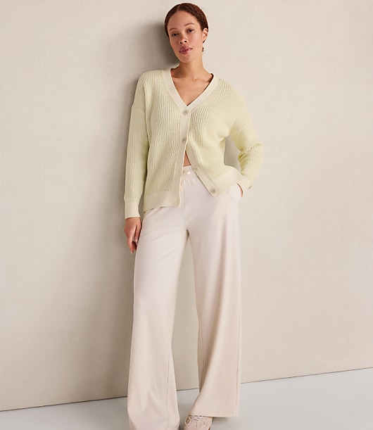 Haven Well Within Garment-Dyed Organic Cotton Shaker Stitch Cardigan