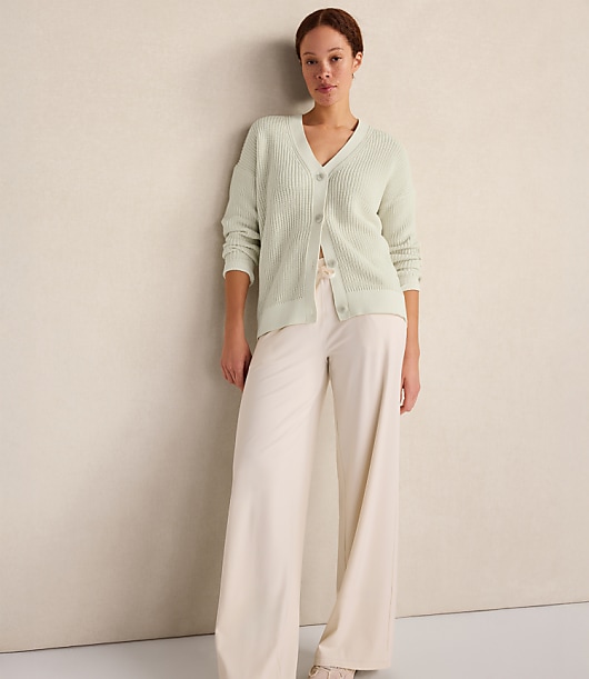 Haven Well Within Garment-Dyed Organic Cotton Shaker Stitch Cardigan