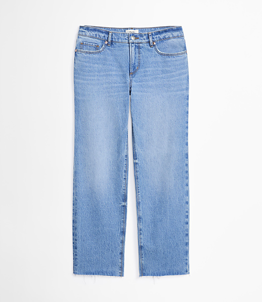Rivete Petite Curvy Fresh Cut Low Rise Straight Jeans in Medium Light Authentic Indigo
