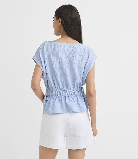 Petite Side Tie Boatneck Top