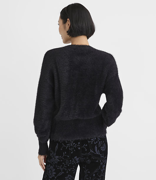 Petite Fuzzy Blouson V-Neck Cardigan