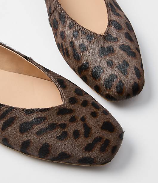Leopard Prnt Hair Calf High Vamp Ballet Flats