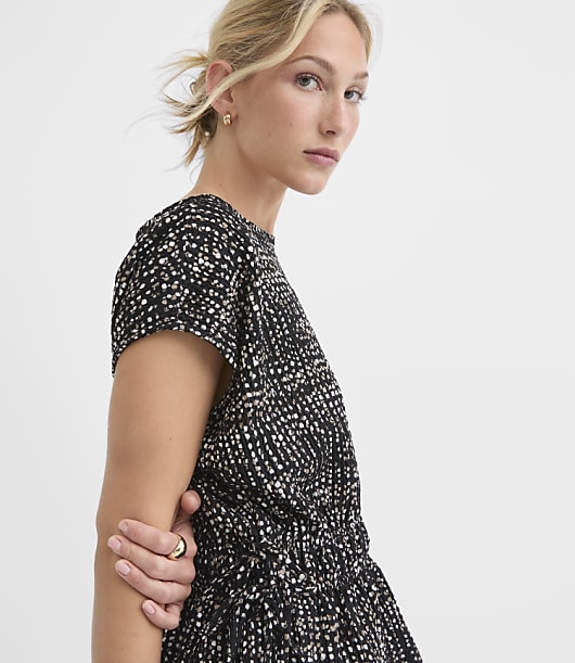 Dotted Side Tie Boatneck Top