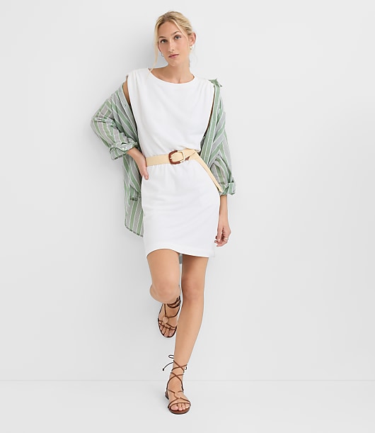 Petite Shirred Terry Mini Pocket Dress