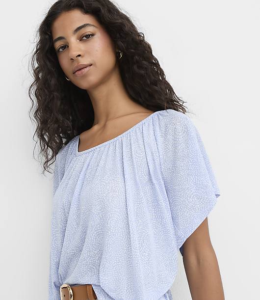 Gathered Flutter Sleeve Top