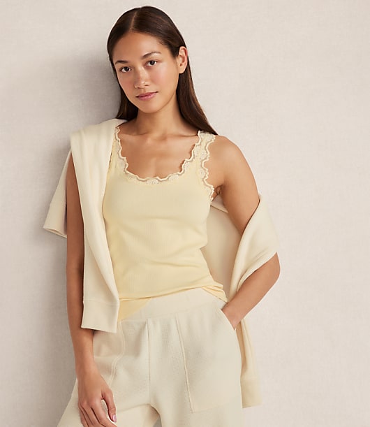 Haven Well Within Organic Cotton Rib Knit Lace Tank
