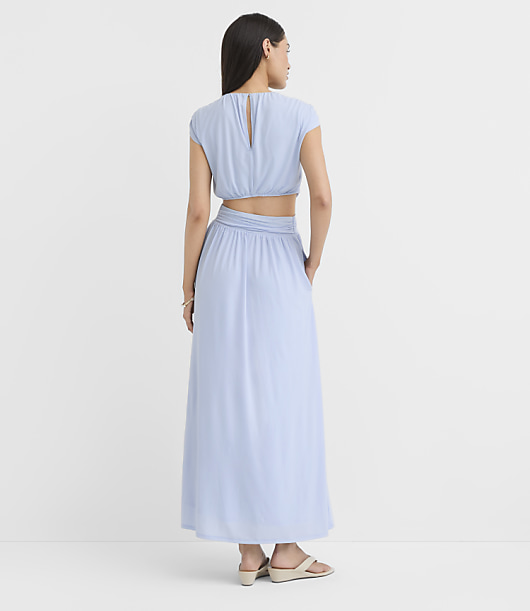 Petite Ruched Cutout Waist Midi Dress