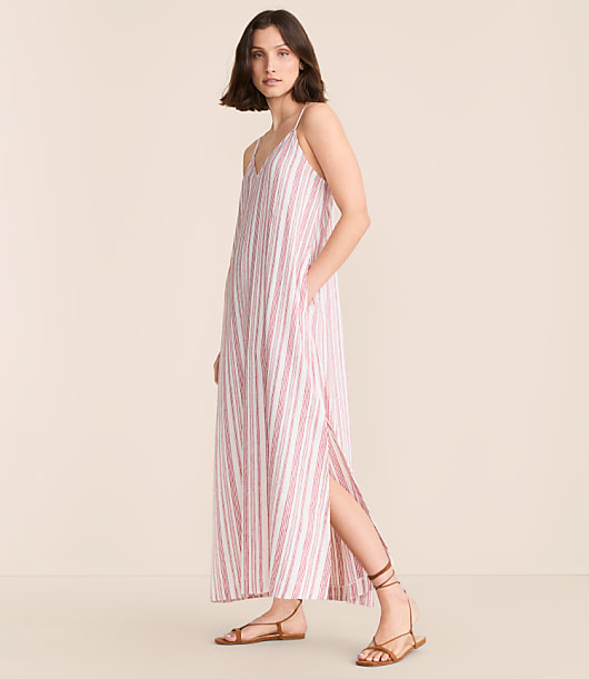Lou & Grey Striped Linen Cotton Cami Maxi Pocket Dress