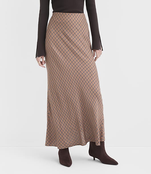 Plaid Bias Maxi Skirt