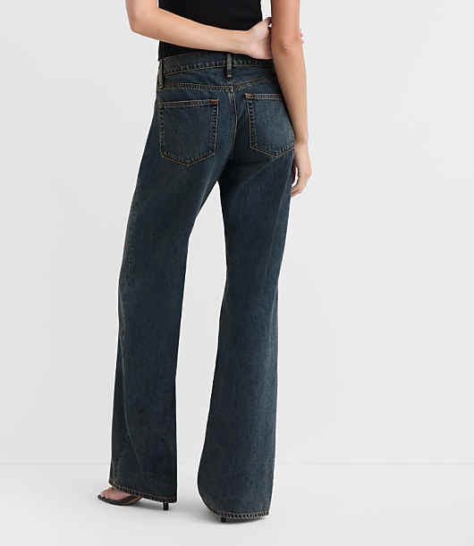 Rivete Low Rise Wide Leg Jeans in Lune Wash