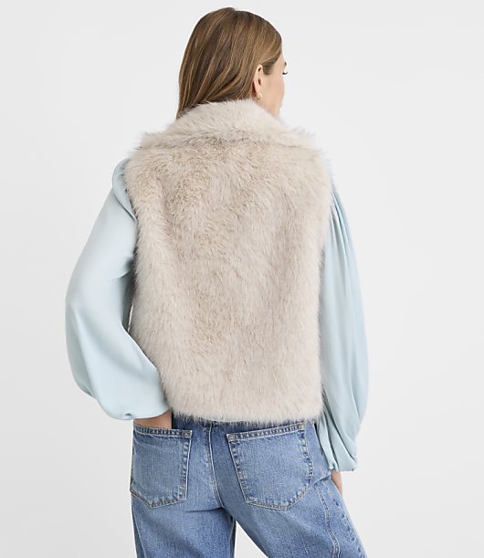 Faux Fur Funnel Neck Vest