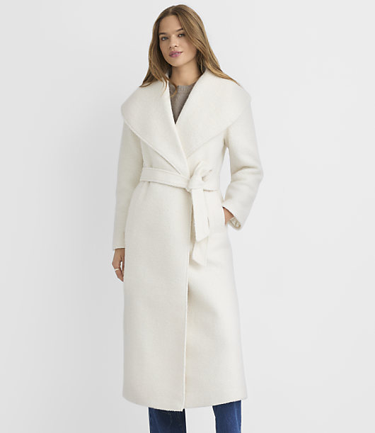Textured Shawl Collar Belted Coat