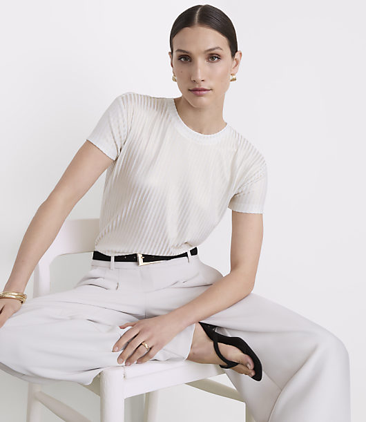 LOFT Versa Shimmer Ribbed Tee