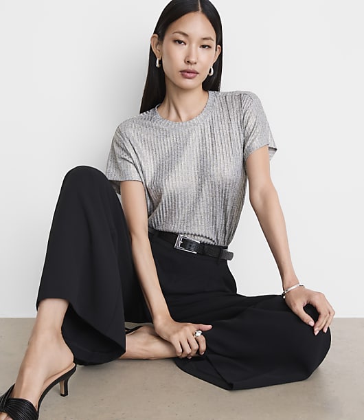 LOFT Versa Shimmer Ribbed Tee