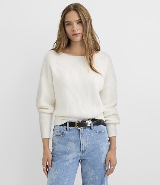 Ribbed Boatneck Wedge Sweater