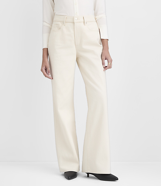 Rivete High Rise Wide Leg Jeans in Ecru