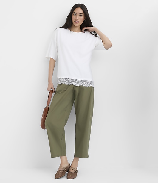 Asymmetrical Lace Hem Tee