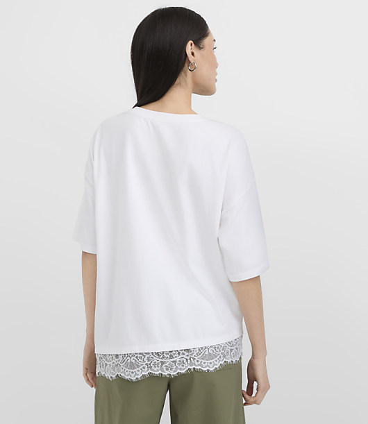 Asymmetrical Lace Hem Tee