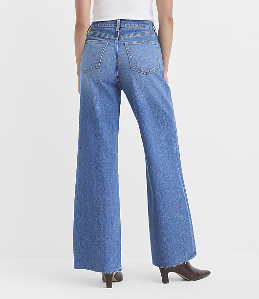 Rivete Curvy Side Paneled Fresh Cut High Rise Relaxed Wide Leg Jeans in Diem Wash