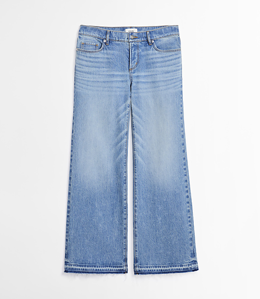 Rivete Petite Curvy Let Down Hem Low Rise Wide Leg Jeans in Aura Wash