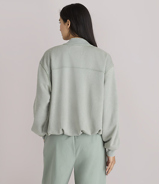 Lou & Grey Garment Dyed Terrysoft Bubble Bomber Jacket - Soft Sage