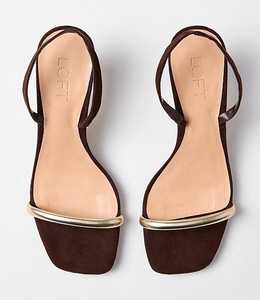 Metallic Slingback Kitten Heel Sandals