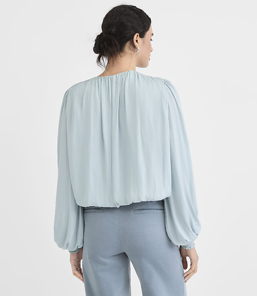Gathered Tie Neck Bubble Blouse