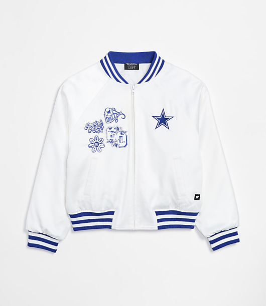Loft The Wild Collective Dallas Cowboys Unisex Satin Raglan Bomber Jacket