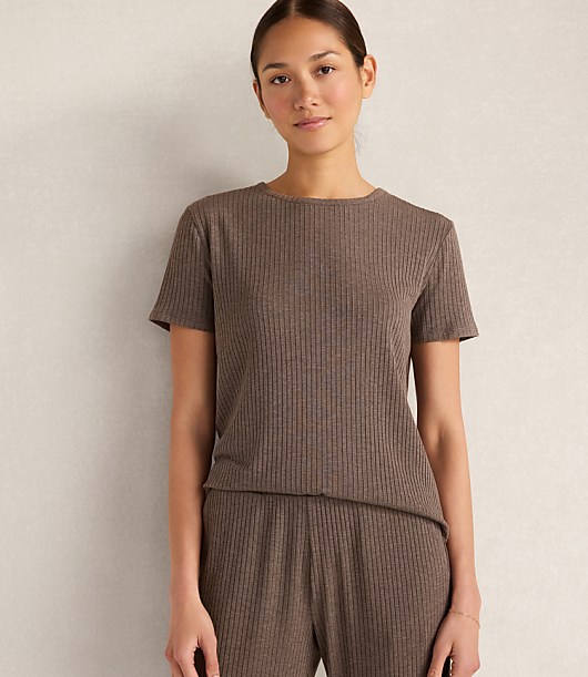 Loft Haven Well Within Drapey Rib Knit Short Sleeve Crewneck