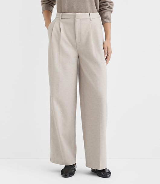Petite Knit Pleated Wide Leg Pants