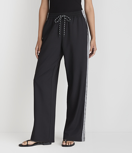 Petite Lou & Grey Side Stripe Wanderweave Straight Leg Pants