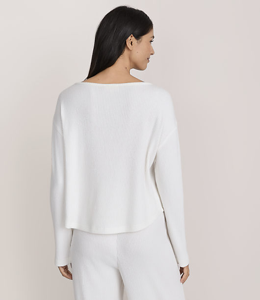 Lou & Grey Brushed Ribbed Boatneck Pajama Top