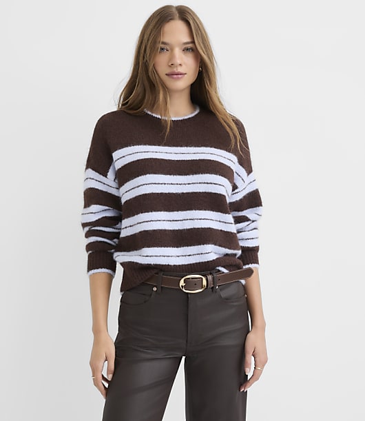 Striped Ribtrim Relaxed Sweater