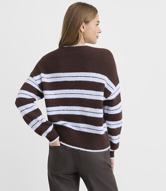Striped Ribtrim Relaxed Sweater