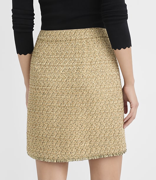 Petite Fringe Tweed Mini Skirt