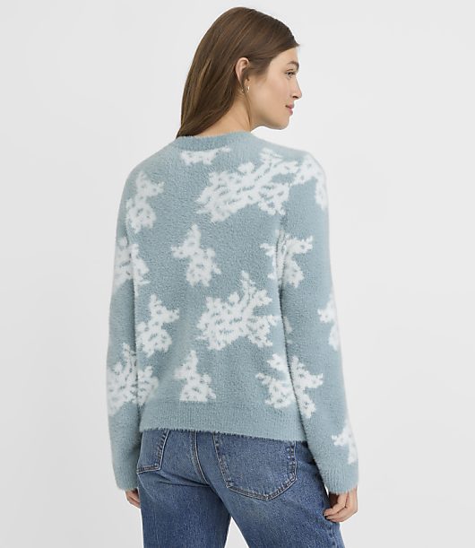 Petite Floral Fuzzy Relaxed Sweater