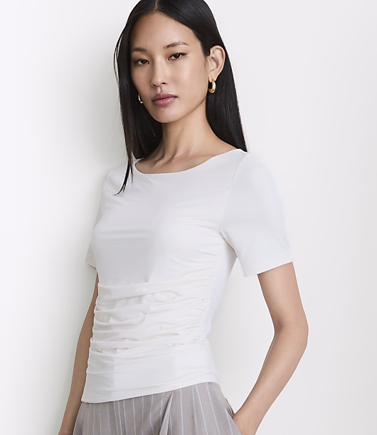 Petite LOFT Versa 360 Knit Ruched Top