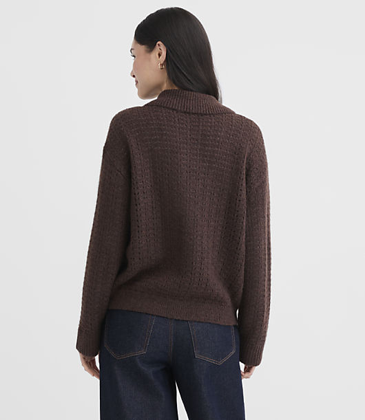 Pointelle Polo Cardigan