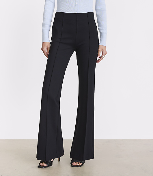 Petite LOFT Versa Pintucked Ponte Deluxe Flare Pants